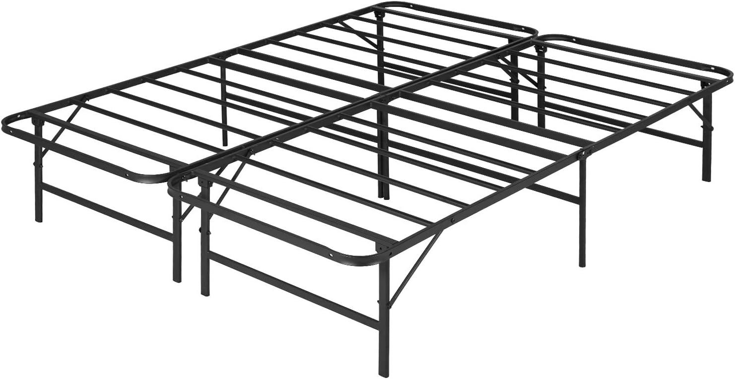 VECELO 14 Inch Foldable Metal Platform Bed Frame, Tool-Free Assembly/Box Spring Replacement/Quiet Noise Free-King, Black