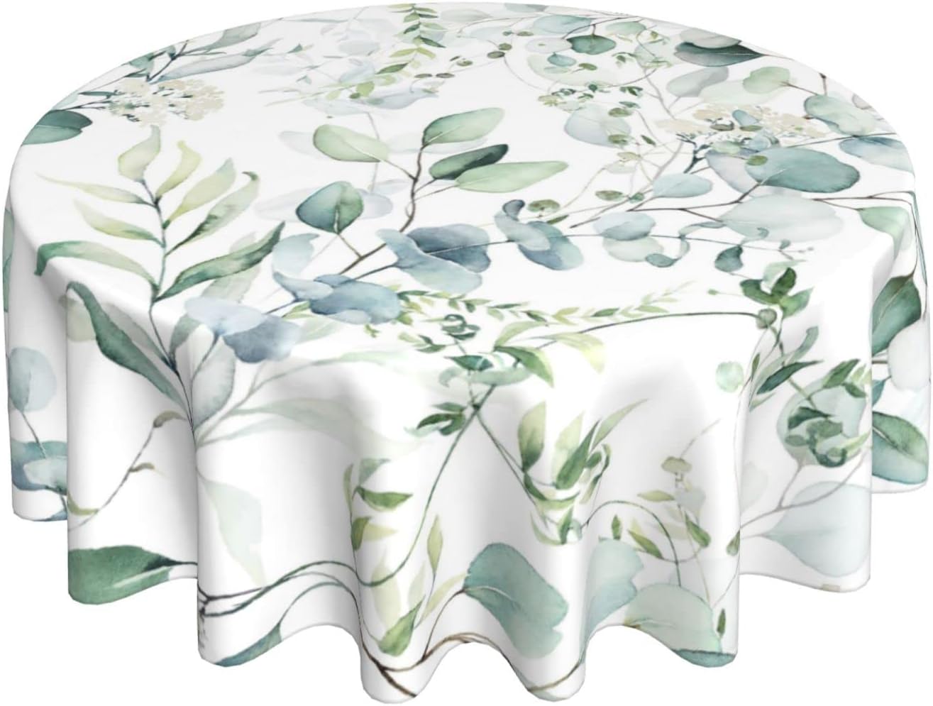 GOCGRV Green Floral Leaf Reusable Round Tablecloths Table Cloth for Round Tables Fabric 60 Inch Waterproof Washable Kitchen Dining Room