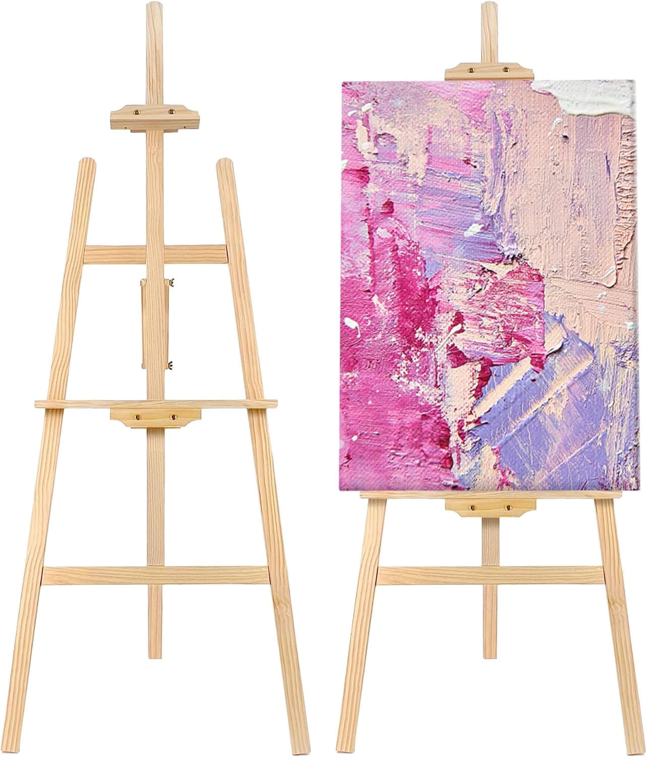 Stuelloaf Adjustable Wooden Painting Easel, Art Easel Stand Hold up to 48'', Painting Canvas for Wedding Sign and Poster, Drawing for Adults, Begginners and Students