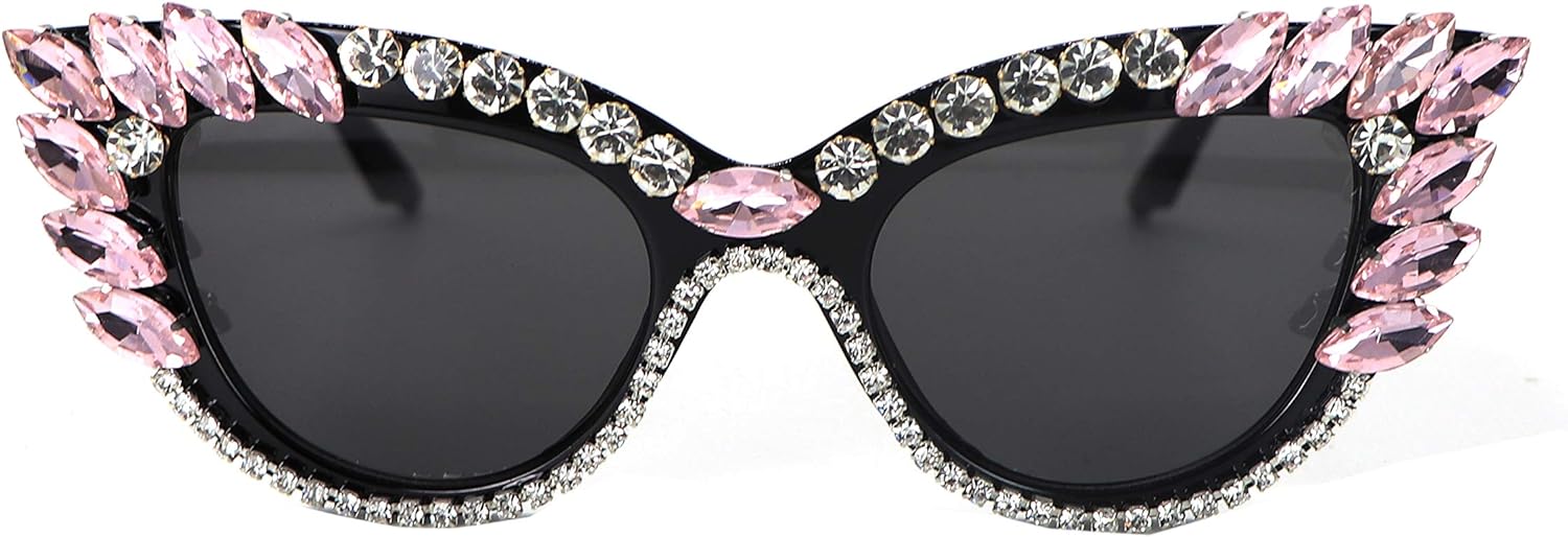 FUPRECIOUS Retro Cateye Sunglasses for Women UV400 Protection Cat Eye bling rhinestone Sun Glasses