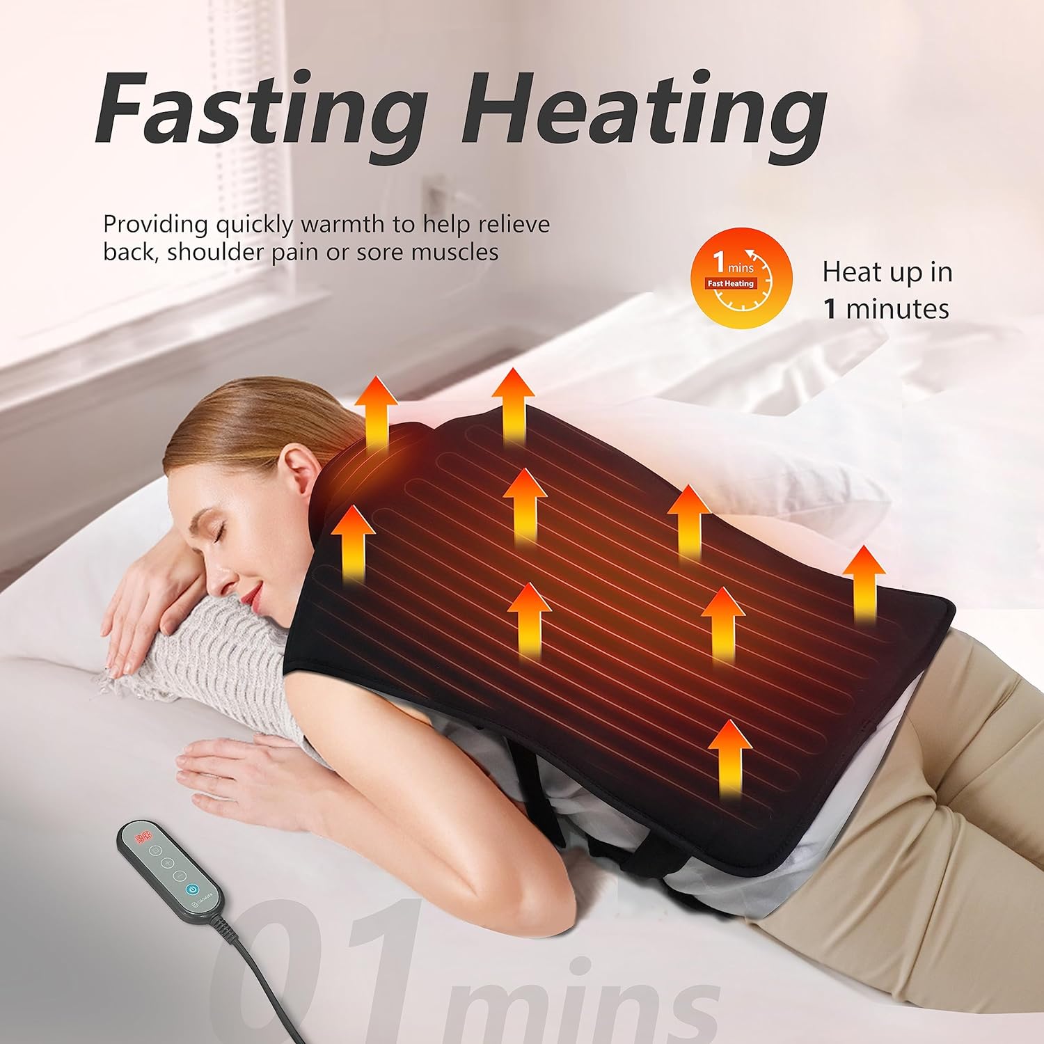 Comfier Fast Wearable Heating Pad for Neck and Shoulder, Electric Heating Pad for Back Pain Relief,Calming Heated Back Wrap with 6 Heating Level,Large Full Body Heating Pad with 10 Timing Setting,Gift