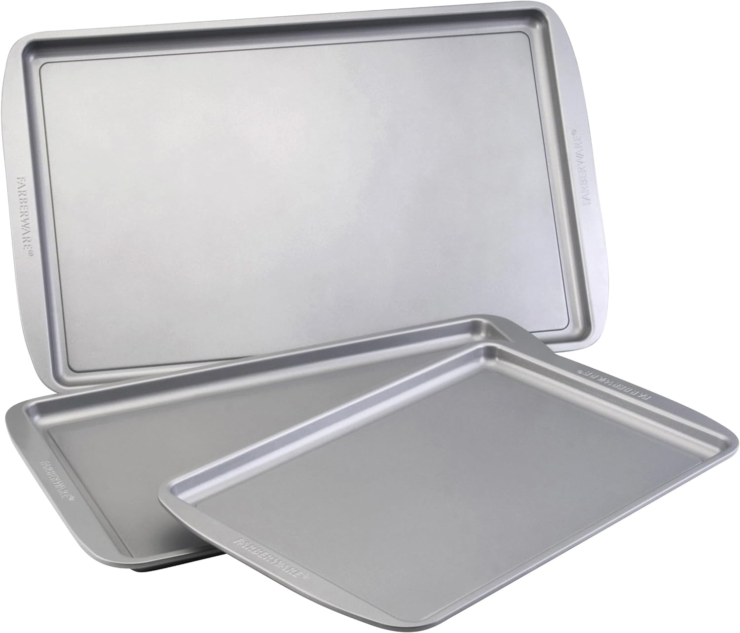 Farberware Bakeware Nonstick Cookie Baking Sheets, 3-Piece Set, Gray