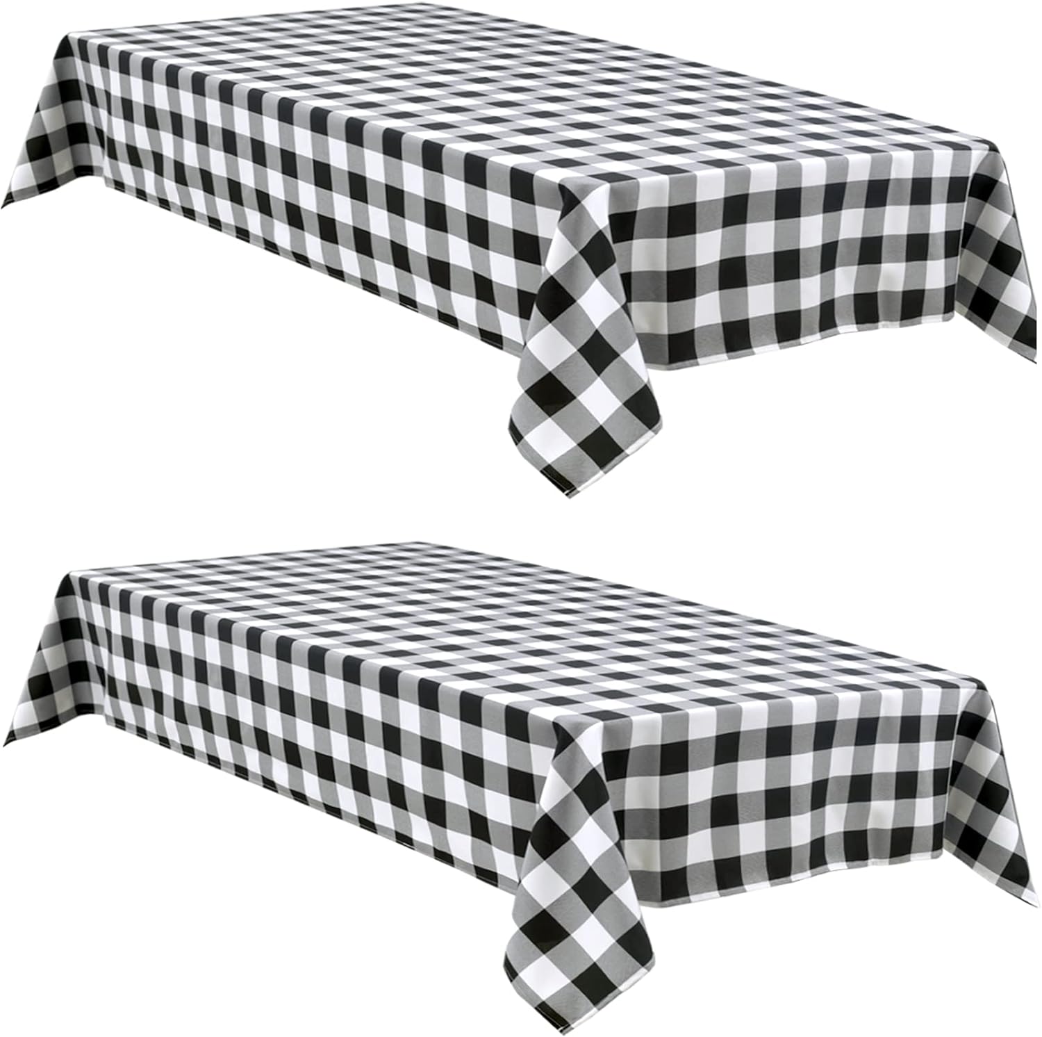 Hiasan Buffalo Plaid Tablecloth Waterproof, 2 Pack, 60 x 84 inch - Black and White Checkered Table Cloths Rectangle for Outdoor Picnic/Party/Dining