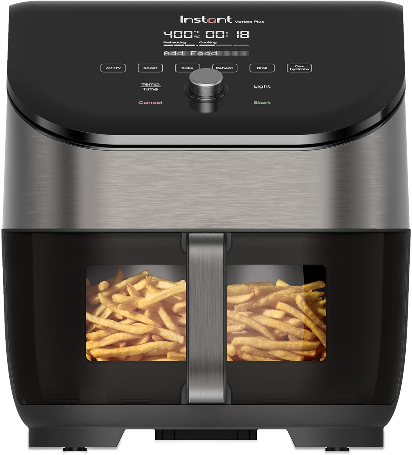 Instant Vortex Plus 6QT Air Fryer with Odor Erase Technology, 6-in-1 Functions that Crisps, Roasts, Broils, Dehydrates, Bakes & Reheats, 100+ In-App Recipes, from the Makers of Instant Pot, Black