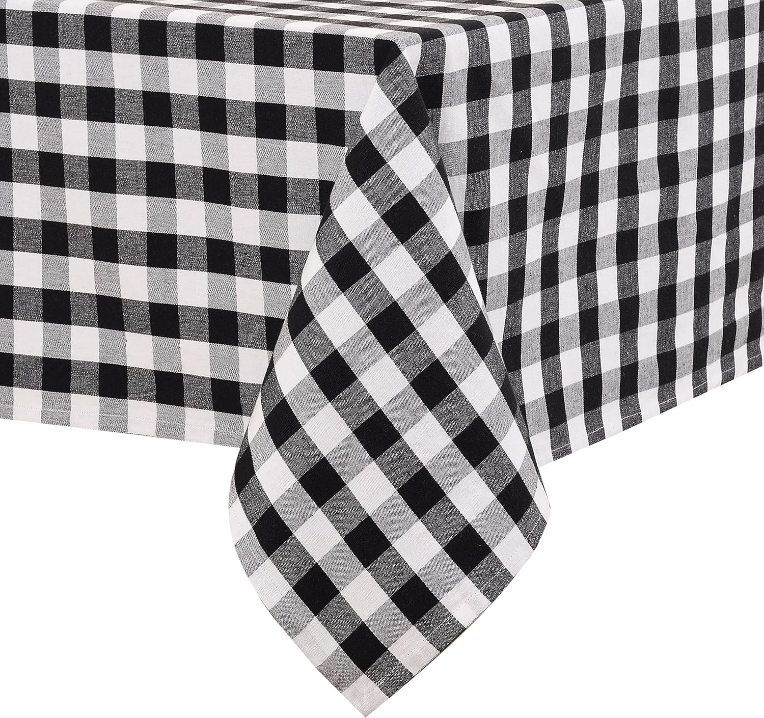 Urban Villa Tablecloth Buffalo Check Table Cloth Tabletop Cover Kitchen Dining Tablecloth 100% Cotton Great Parties Wedding Holiday Dinner Black/White Rectangle 60X102 Inches 8-10 Seats Table Cloth