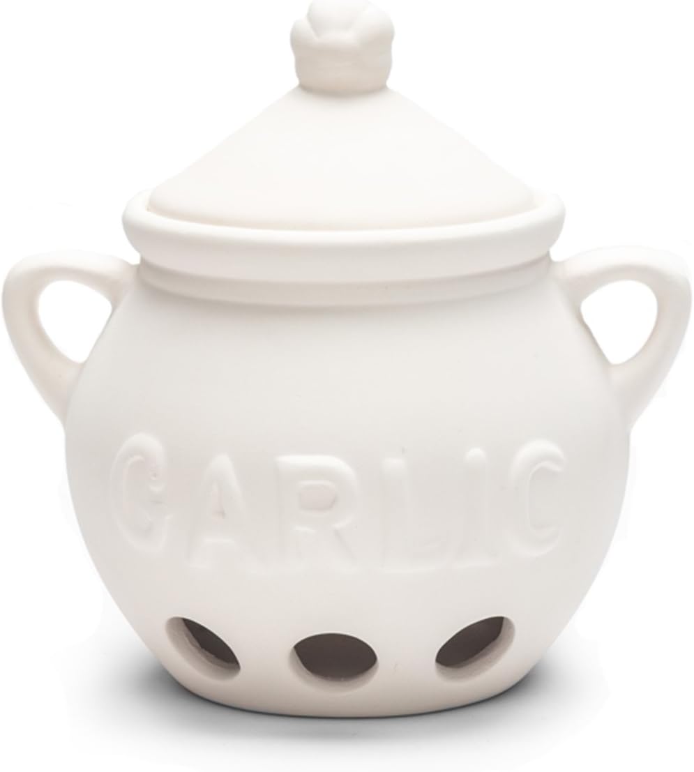 Fox Run Container Garlic Storage and Baking, 5.25 Keeper, White