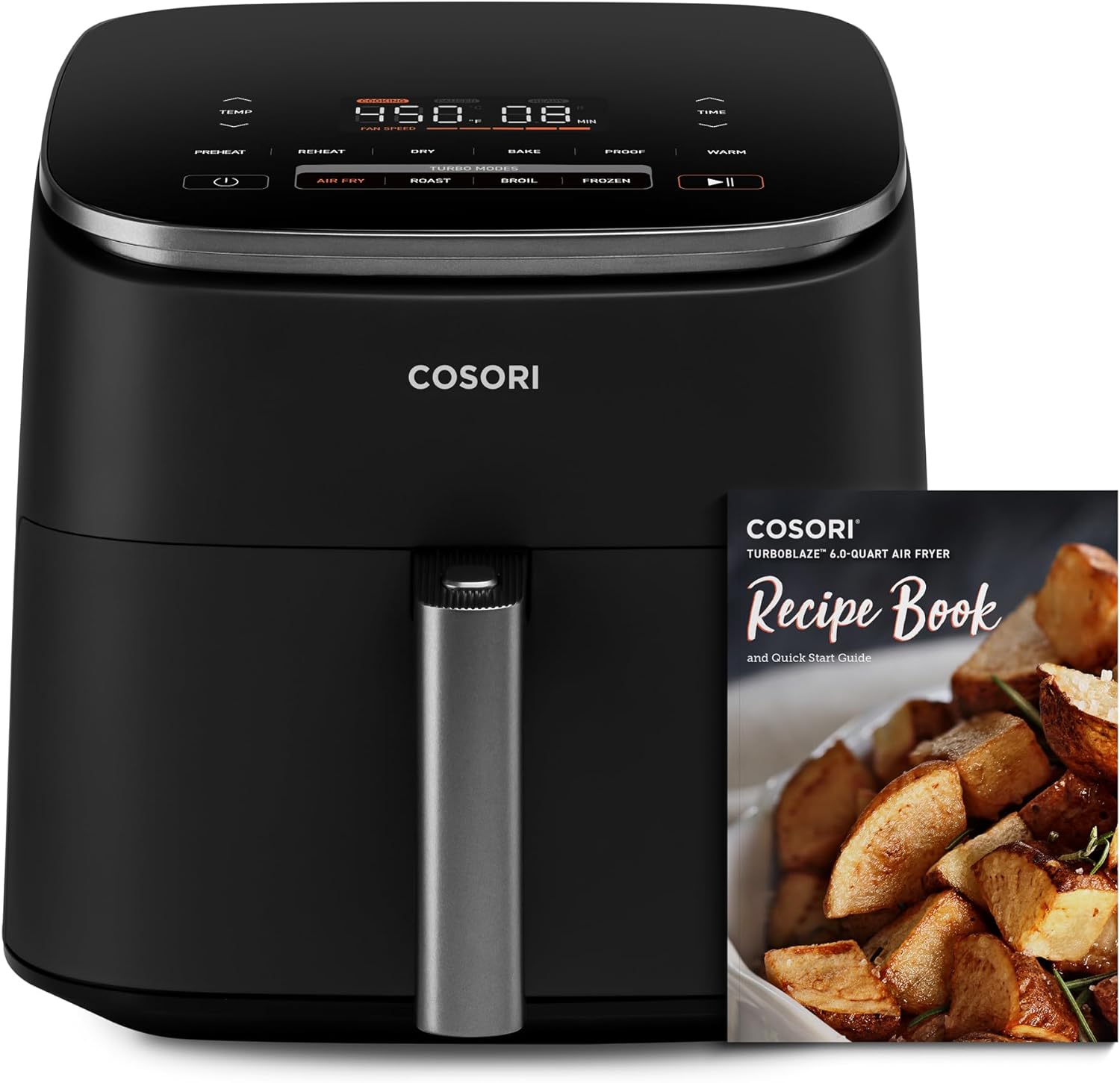 COSORI Air Fryer TurboBlaze 6.0-Quart Compact Airfryer that Roast, Bake, Proof, 9 Functions, 5 Speeds, Cooks Quickly, 95% Less Oil for Healthier Meals, Varied Recipes, Easy to Clean, Dark Gray