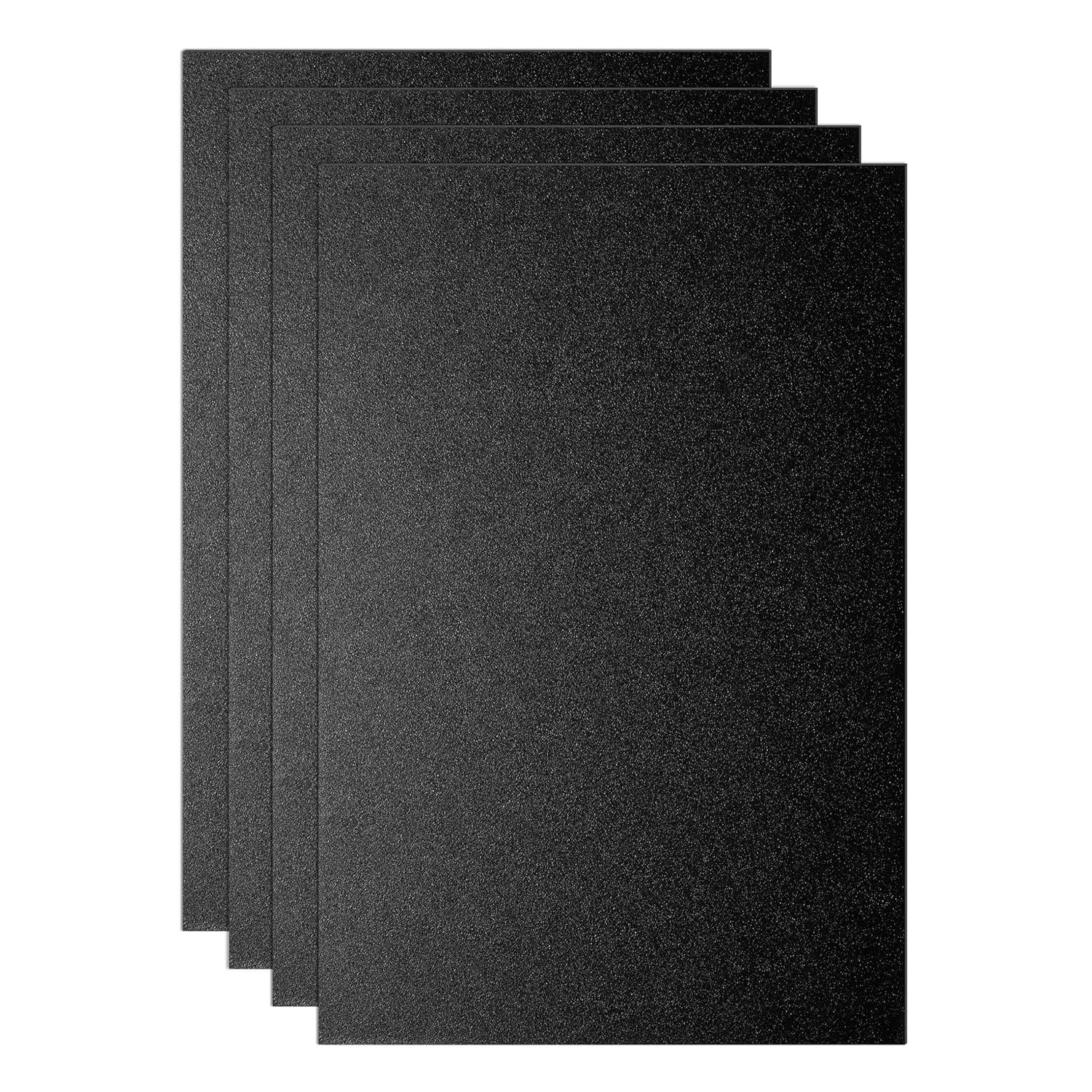 KAITELA ABS Plastic Sheet 12 x 16 x 0.060 Black Thermoplastic Panel 1/16 Thick (1.5mm) for Crafts, DIY Projects - Textured & Smooth Finish, 4 Pack