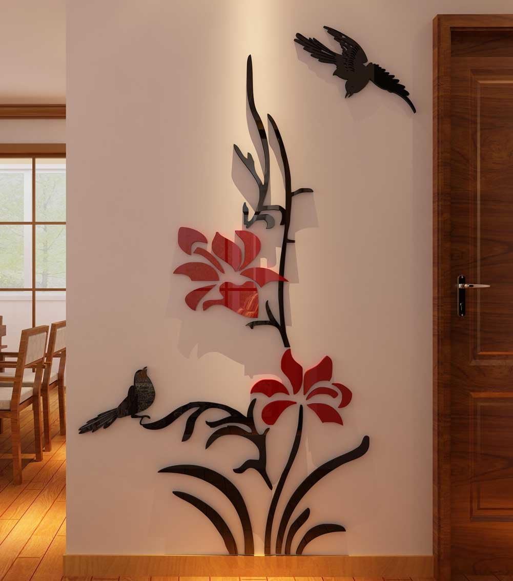 3D Creative Flower Wall Murals for Living Room Bedroom Sofa Backdrop Tv Wall Background, Originality Stickers Gift, Wall Sticker Decor Decals (70(H) x 28(W) inches)