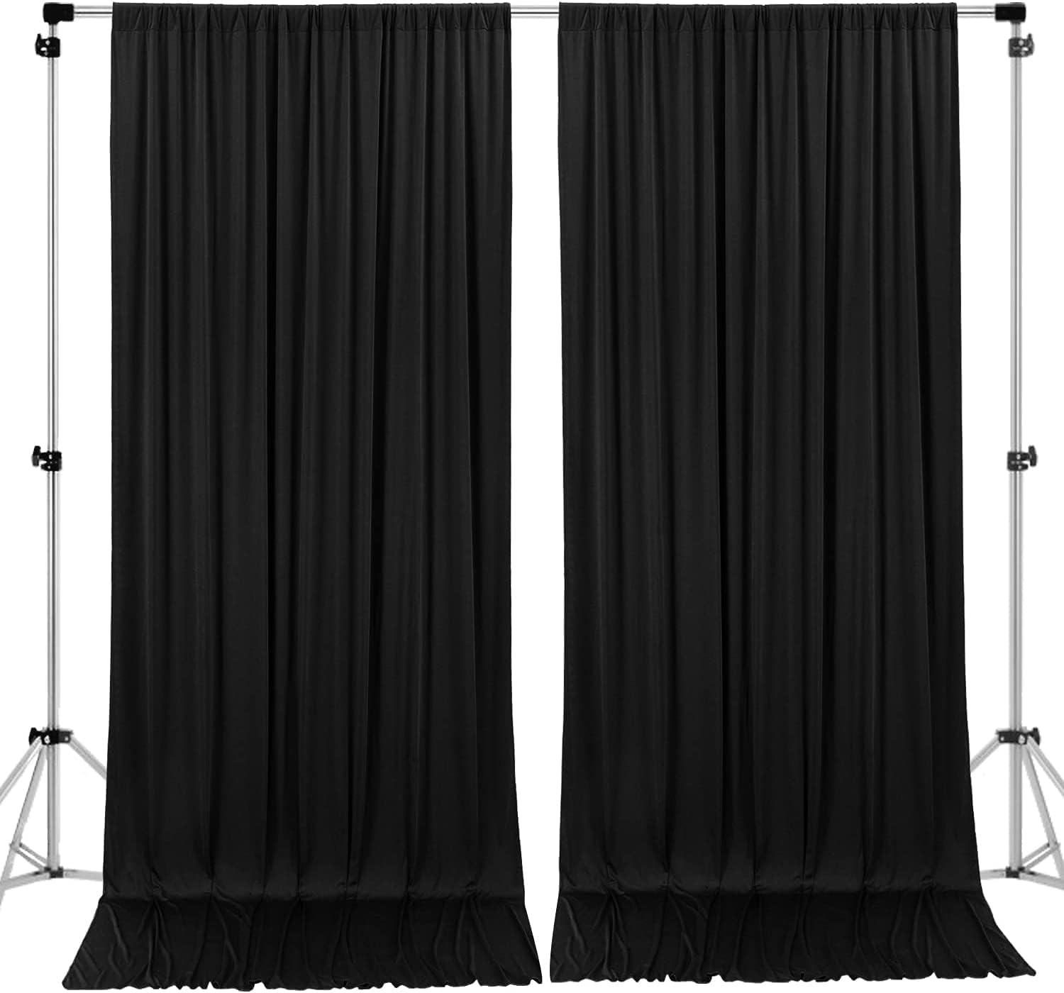 AK TRADING CO. 10 feet x 10 feet IFR Polyester Backdrop Drapes Curtains Panels with Rod Pockets - Wedding Ceremony Party Home Window Decorations - Black