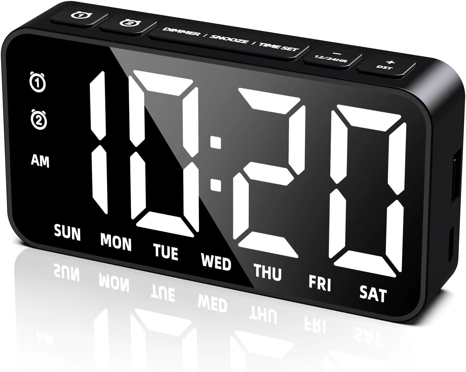 Digital Alarm Clock for Bedrooms 2 Alarms 5 Adjustable Brightness with USB Charging Port and Large Numbers for Bedside Loud Alarm Clock for Heavy Sleepers Adults Kids Elderly with 12/24HR Snooze