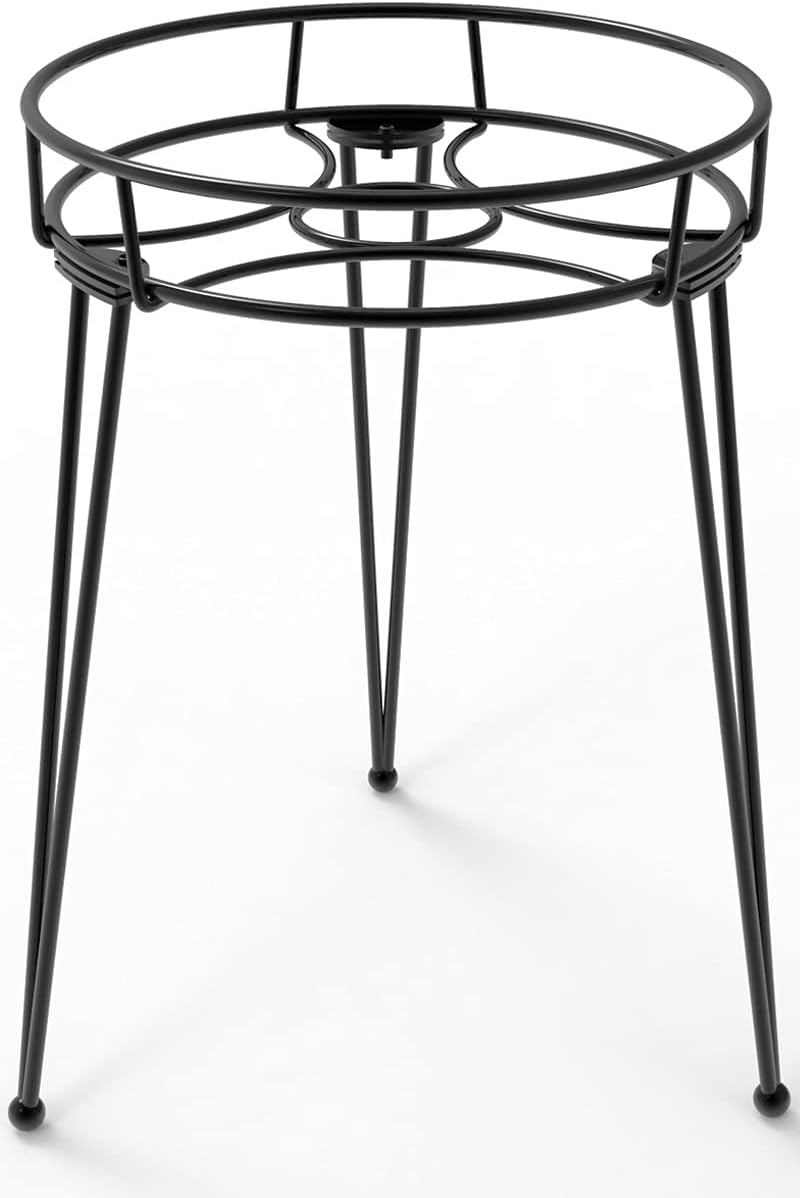 iLTreFlo Midcentury Modern Metal Potted Plant Stand 18.7 inches Tall Flower Pot Holder Large Rustproof Iron Garden Container Heavy Duty Rack for Planter,Black