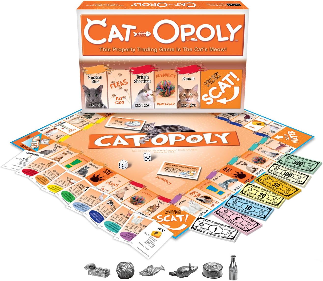 Late for the Sky CAT-opoly Board Game White, Large