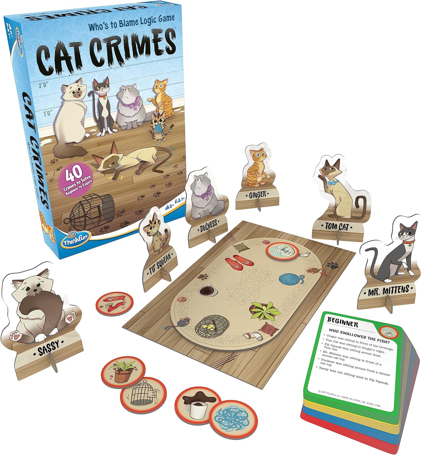 ThinkFun Cat Crimes Brain Game and Brainteaser, for Boys and Girls,1 player, Age 8 and Up - A Smart Game with a Fun Theme and Hilarious Artwork