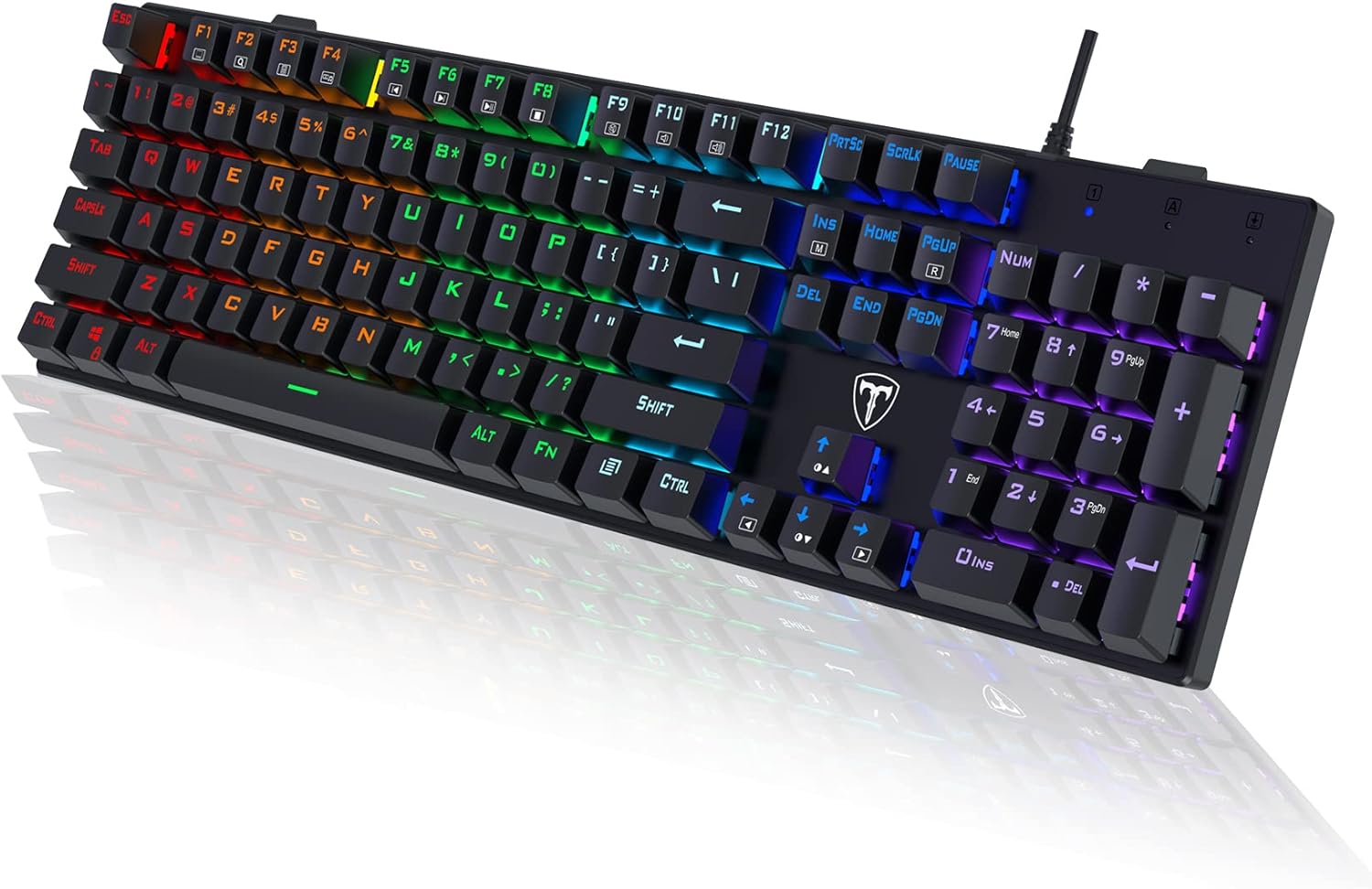 RisoPhy Mechanical Gaming Keyboard, RGB 104 Keys Ultra-Slim LED Backlit USB Wired Keyboard with Blue Switch, Durable Abs Keycaps/Anti-Ghosting/Spill-Resistant Computer Keyboard for PC Mac Xbox Gamer