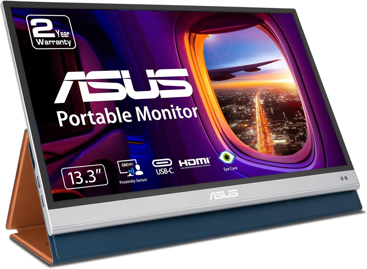 ASUS ZenScreen OLED 13.3 1080P Portable USB Monitor (MQ13AH) - Full HD, 100% DCI-P3, 1ms, Delta E < 2, HDR-10, Eye Care, USB Type-C, Mini HDMI, Tripod Mountable, Smar Case, External Screen for Laptop