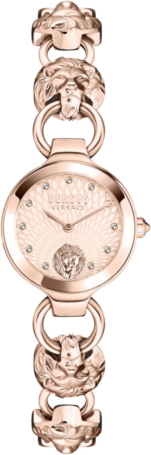 Versus Versace Broadwood Petite Collection Luxury Womens Watch Timepiece with a Rosegold Bracelet Featuring a Gold Case and Rosegold Dial