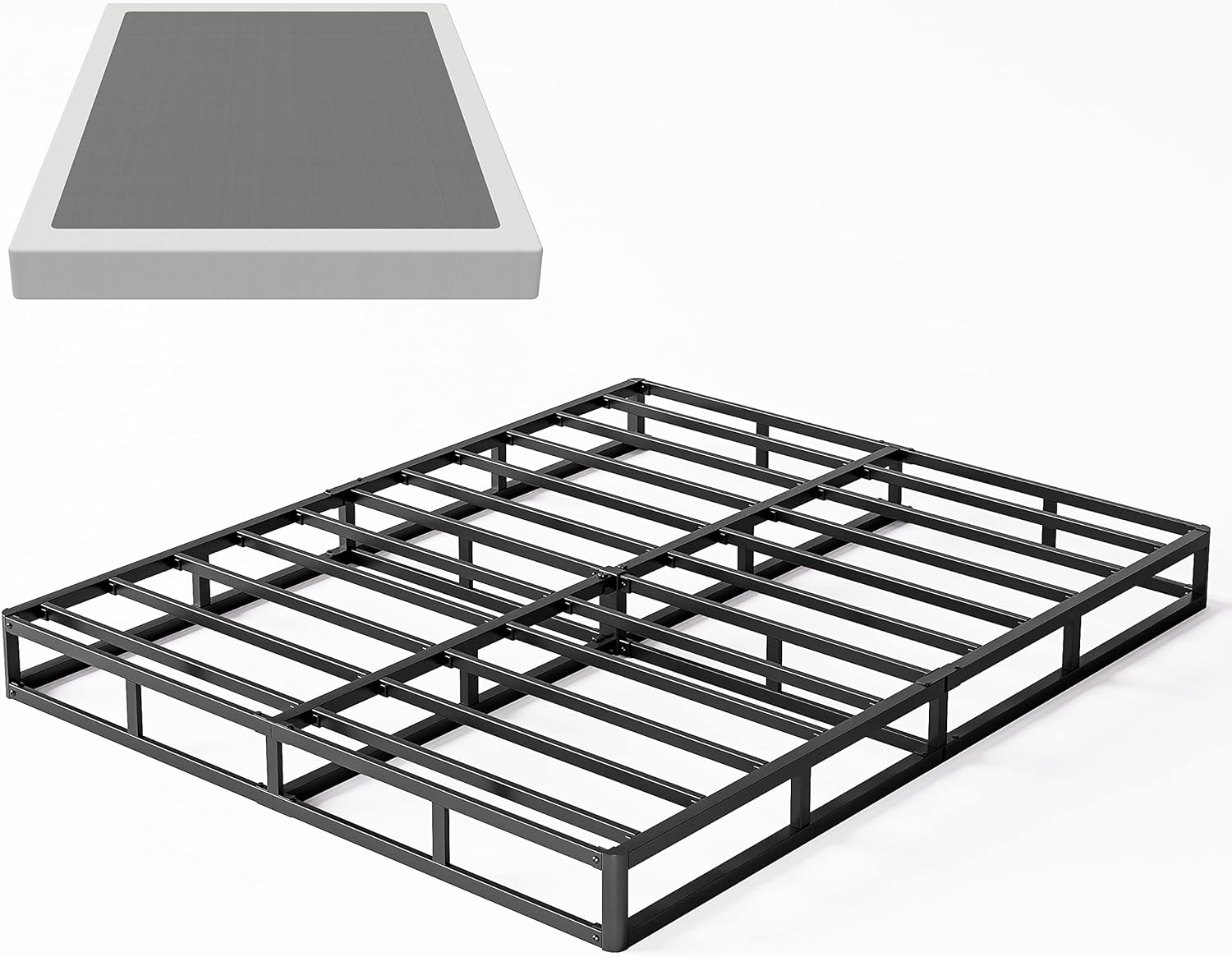 Gdduck King Box Spring, 5 Inch Metal Box Spring King Size Basics Bed Base, Mattress Foundation,Black Sturdy Heavy Duty Structure with Cover, Noise Free,Easy Assembly