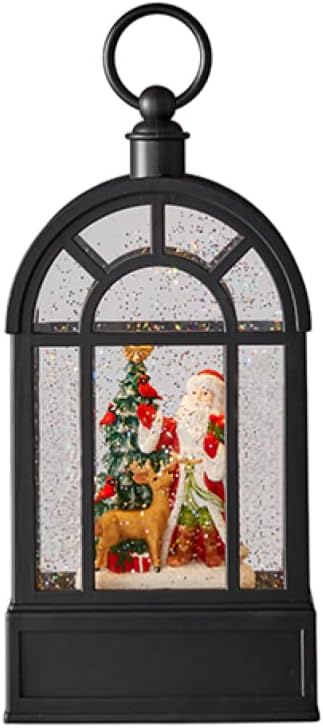 RAZ Imports 2022 Holiday Water Lanterns 10.25 Santa and Deer with Tree Musical Lighted Water Greenhouse