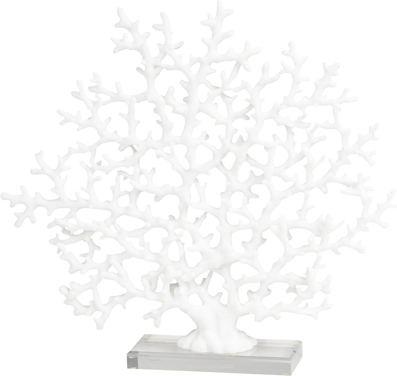 Deco 79 Resin Coral Sculpture with Clear Resin Base, 17 x 3 x 16, White