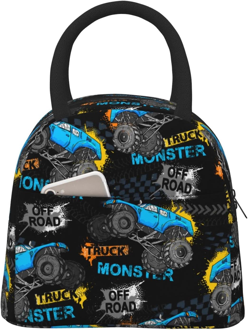 Fiokroo Lunch Bag Insulated Monster Truck Car Extreme Style Lunch Box Reusable Waterproof Lunch Tote Bag For School Work College Outdoor Travel Picnic, 10l
