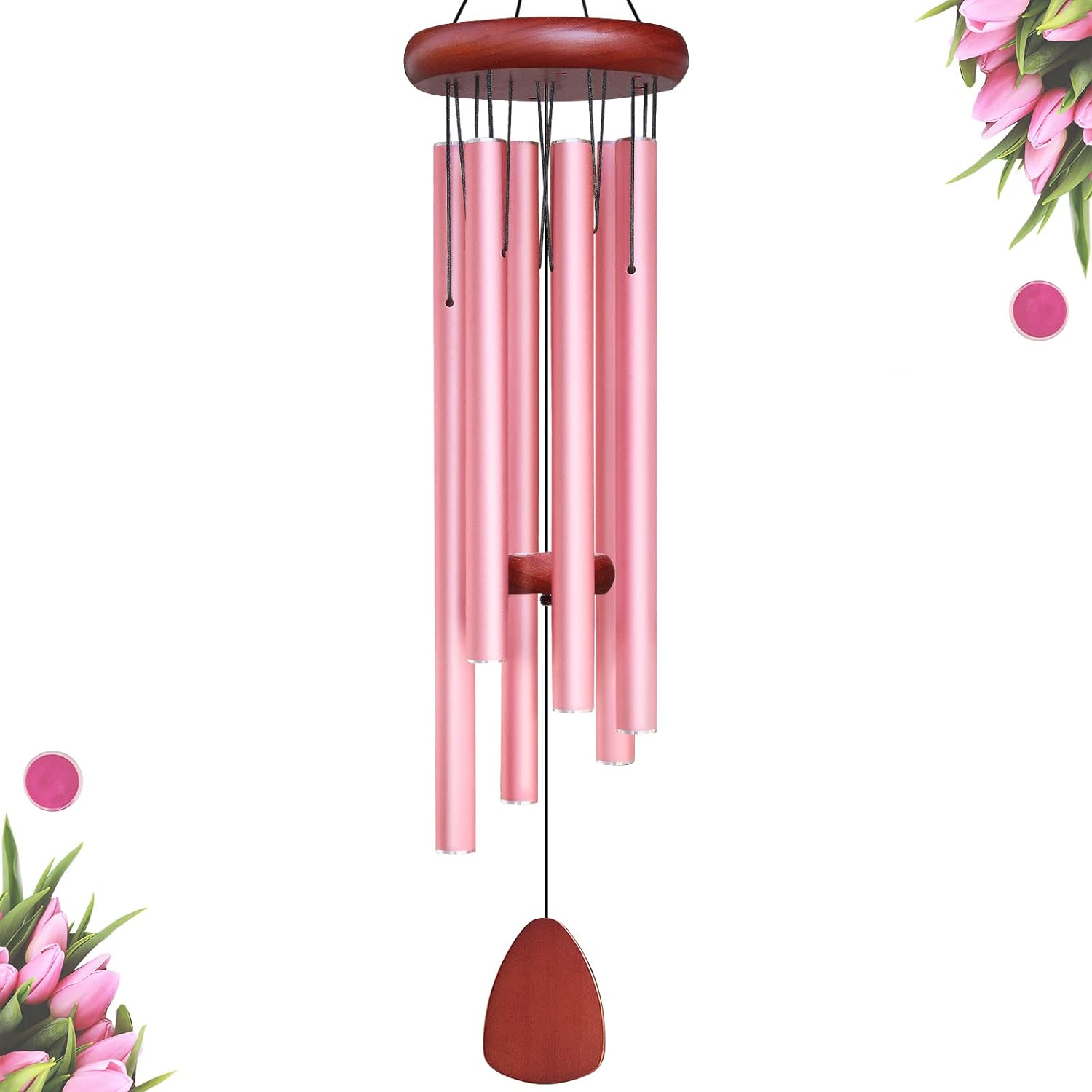 WENANA Large Wind Chimes Outside, Soothing Melodic Aluminium Memorial Sympathy Wind Chime, Suitable Outdoor Garden Patio Decor, Gift for Mom Women Neighbors (36 Inches Pink)