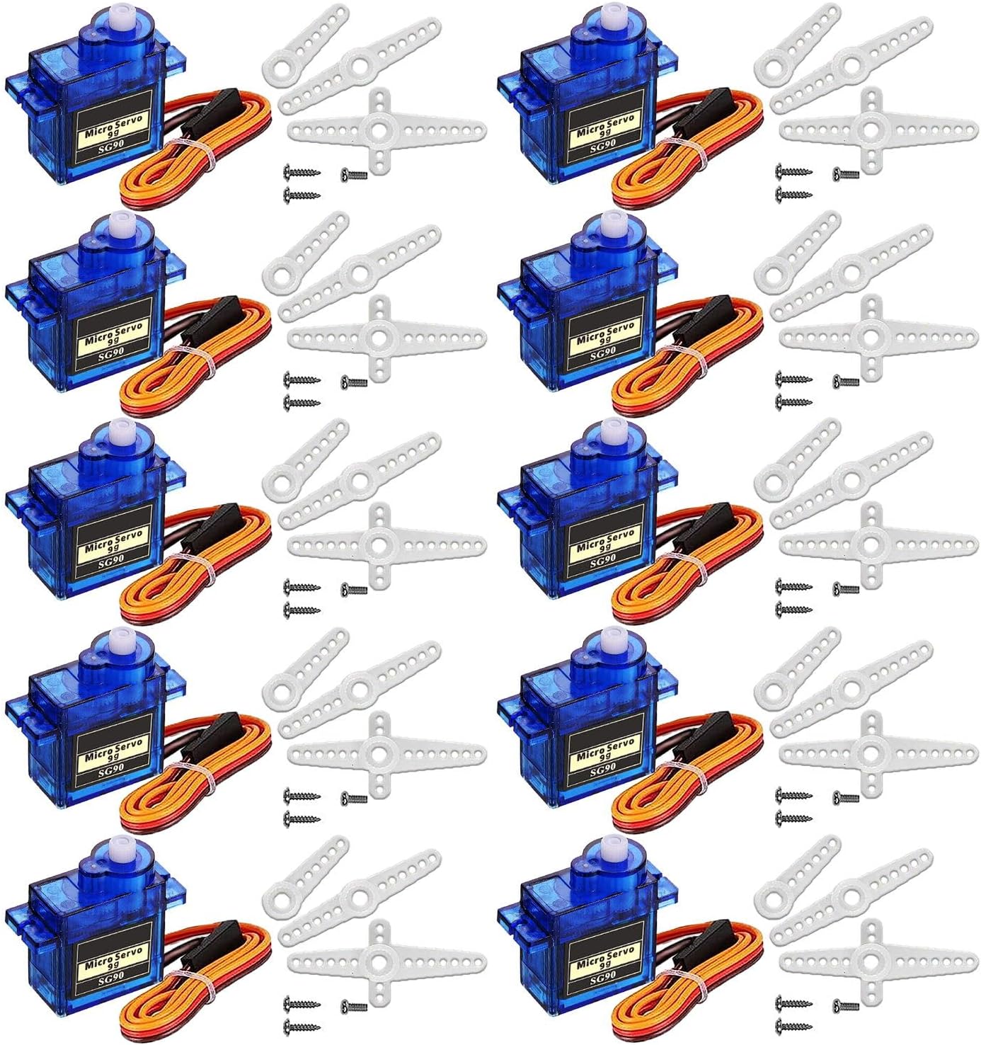 DaFuRui 10PCS SG90 Servo Motor SG90 Mini 9g Micro Servo Motor for Arduino RC Robot Helicopter