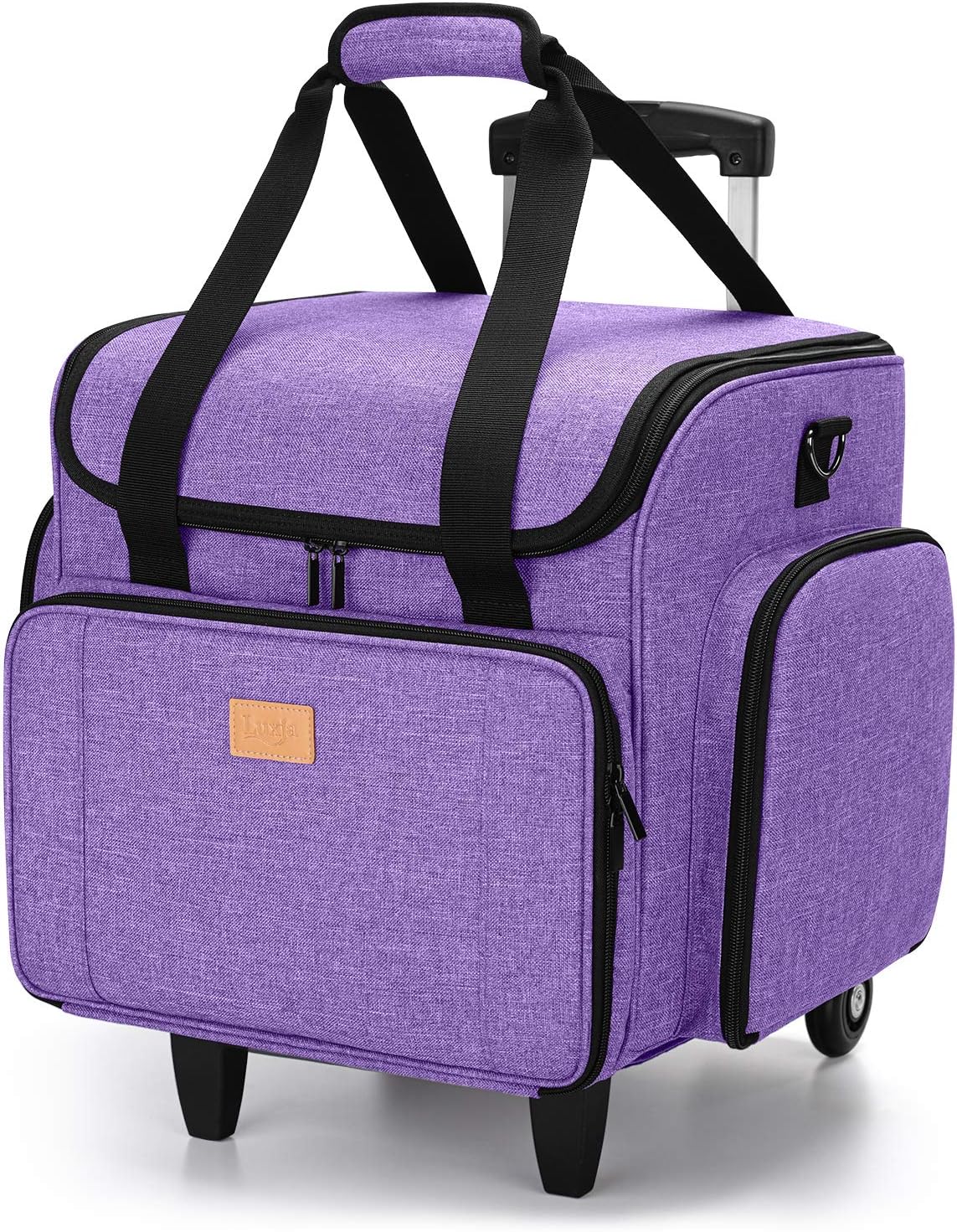 LUXJA Sewing Machine Case with Detachable Dolly, Sewing Machine Tote with Removable Bottom Pad (Patent Design), Purple