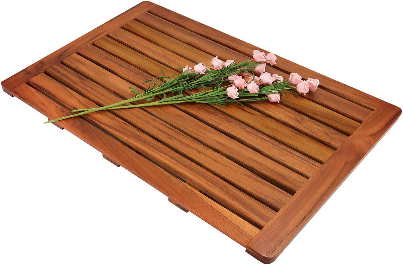 Utoplike (32x18 Teak Wood Bath Mat, Shower Mat for Bathroom, Wooden Floor Mat Square Large for Spa Home or Outdoor