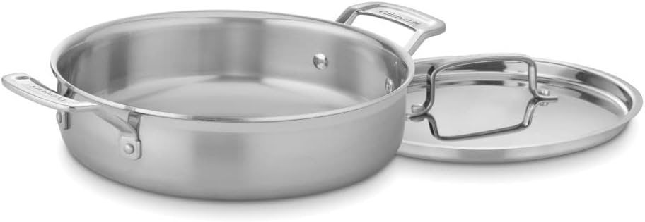 I have owned AllClad pots and pans for over 10 years and have been very pleased. They are part of the family, and do their job night after night with no issues. For those of you who don't know, the Cuisenart MCP is Cuisenart' attempt to duplicate the excellent cooking properties of AllClad pans for a fraction of the price. The bottom line is that they have succeeded, and have even improved on AllClad' already excellent design.I bought this particular pan to replace a Tajine which my daughter n