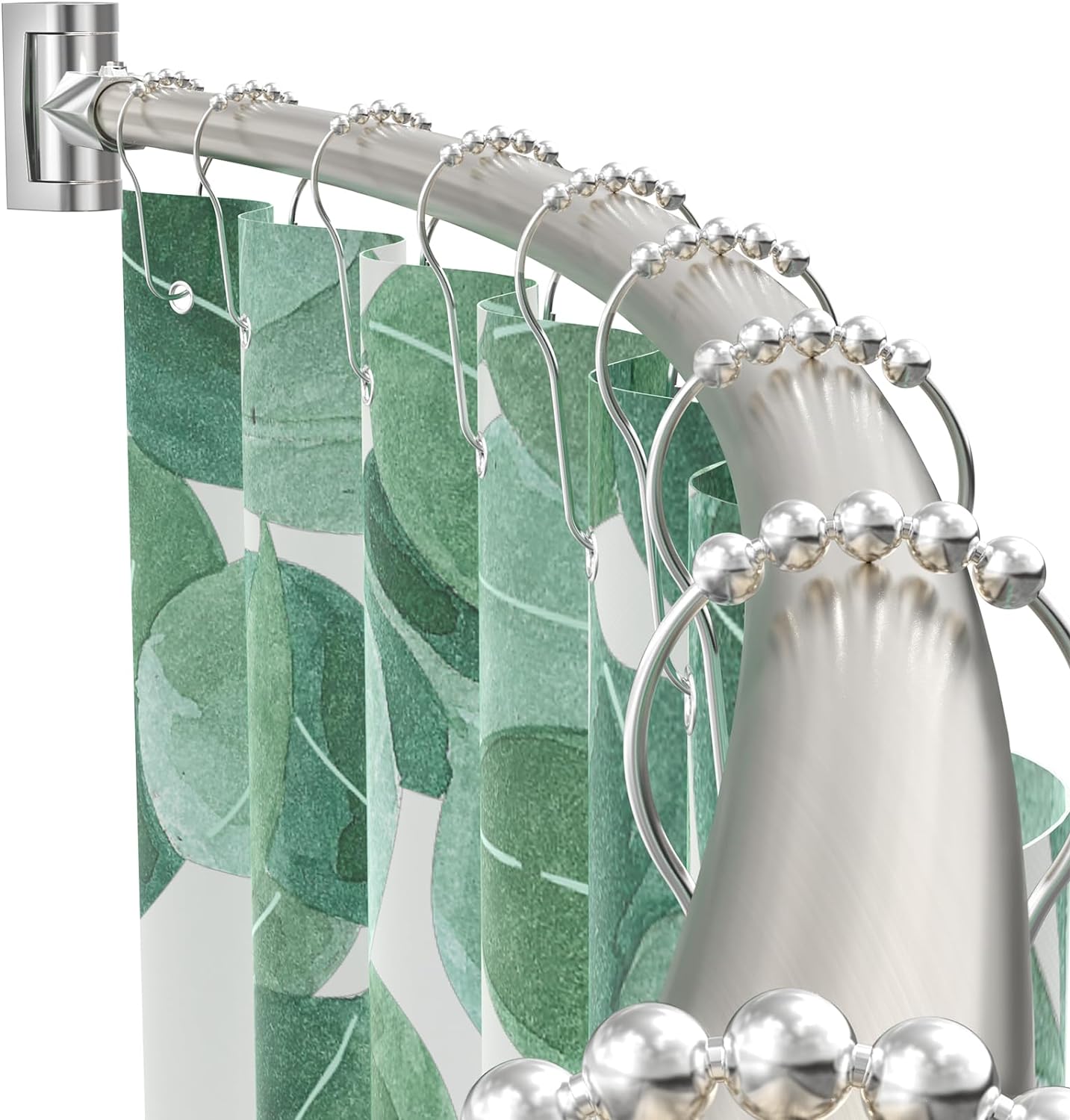 PrettyHome Adjustable Arched Curved Shower Curtain Rod Rustproof Expandable Aluminum Metal Shower Rod 38-72 Inches Telescoping Design Exquisite Customizable for Bathroom,Need To Drill,Brushed Nickel