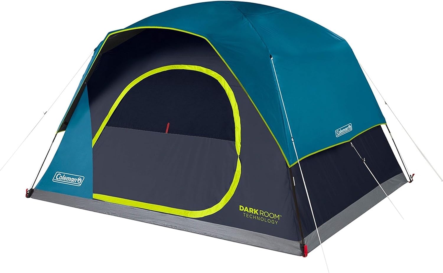 This tent is awesome. Purchased for family camping with a toddler, infant and dog. Comfortably fits a Queen-size and a twin-size aerobed blow-up mattresses, plus a pack-and-play and a dog bed (50-pound dog) with a decent amount of space to move around, but minimal storage for gear/clothes etc. It' a perfect size for a family of four, although it' technically an 8-man tent. You could probably fit 8 people if they slept shoulder-to-shoulder on the floor if you had to.Set up is super straightforw