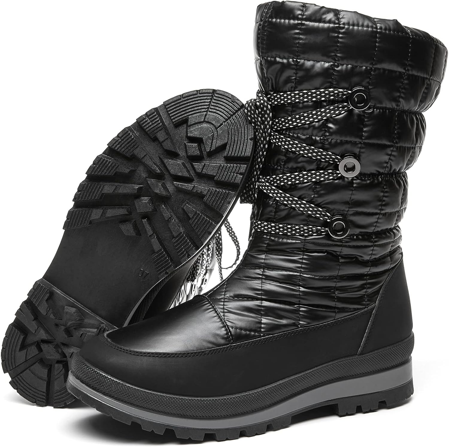 TUOPIN Waterproof Winter Boots for women, Warm Fur Lined Womens Snow Boots, Side Zipper Combat Boots