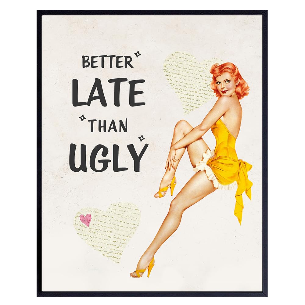 Retro Wall Art For Women 11x14 - Vintage Decor 50s Pinup Girl - Funny Bathroom Decor for Women, Bedroom Decor for Women - Unique Art for Women Gift - Retro Vintage Wall Decor - Unframed Poster Print