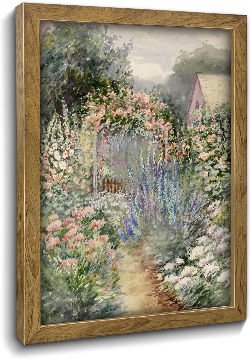 Framed Canvas Wall Art Decor - Monet Flower Garden Painting Prints, Vintage Room Decor, Wall Decor Living Room Bedroom Kitchen Office Room Decor