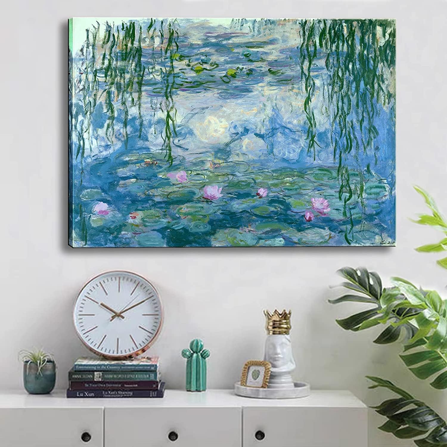 Claude Monet Canvas Wall Art - Water Lilies Classic Artwork Picture Print with Framed Painting for Home Office Wall Decor-12 x15