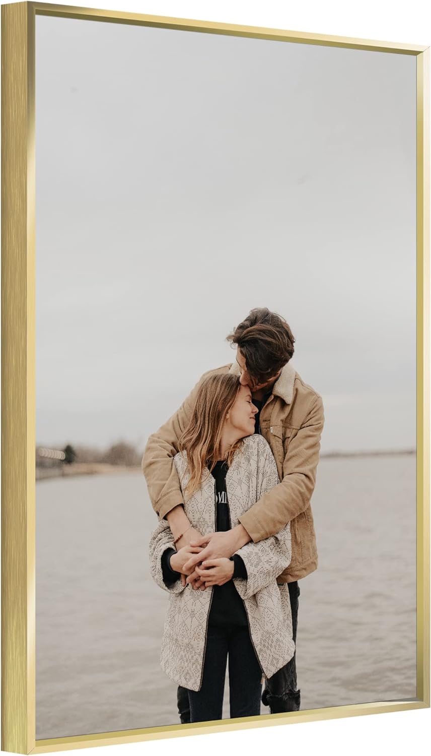 Framed Custom Posters Upload Images, Canvas Prints with Your Photos Customized Canvas Prints Personalized Pictures Gifts for Couples Families Friends Pets Babies(Gold Aluminum Alloy Framed, 12 x 16)