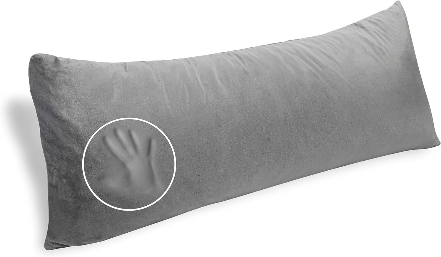 Milliard Full Body Pillow - Shredded Memory Foam with Washable Cover - Long, Hypoallergenic, Firm Hug Pillows for Side and Back Sleepers (54in, Grey Velour)