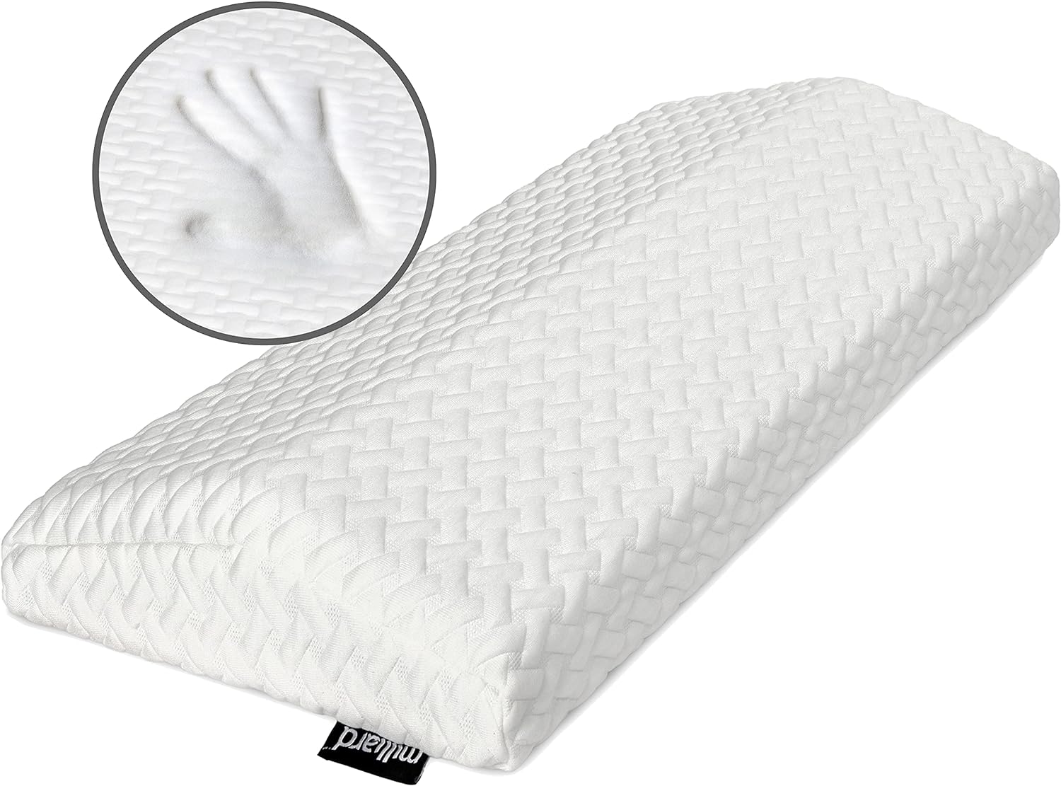 Milliard Lumbar Support Pillow for Bed with Gel Memory Foam Top -Helps with Lower Back Pain Relief for Sleeping, Hip, Knee and Spine Alignment, Sciatic Nerve Waist Cushion - Washable Cover (3.5 Inch)