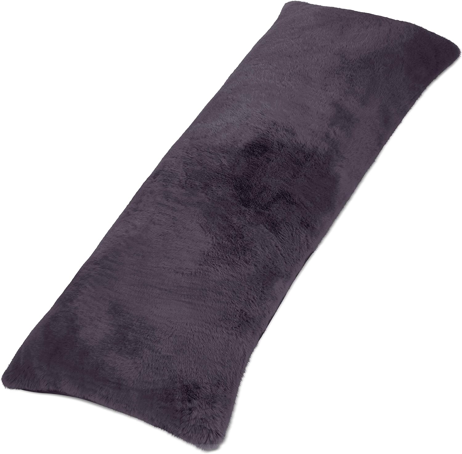 Milliard Full Body Pillow with Shredded Memory Foam | Long Pillow for Sleeping 20x54 | Ultra Soft and Plush Faux Fur Removable Cover (Purple)