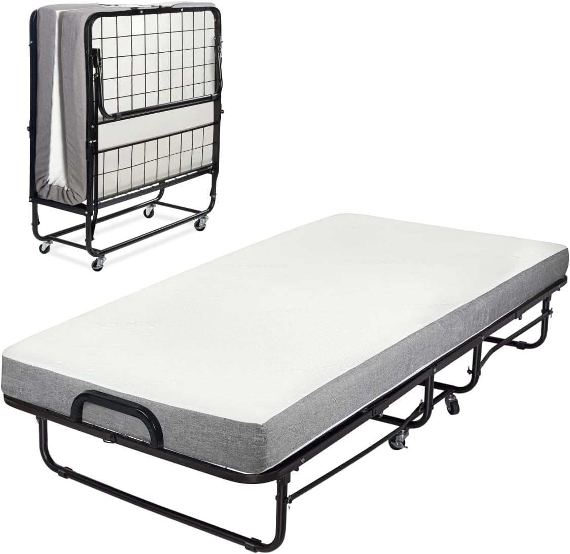 Milliard Diplomat Folding Bed  Cot Size - with Luxurious Memory Foam Mattress and a Super Strong Sturdy Frame  75 x 31