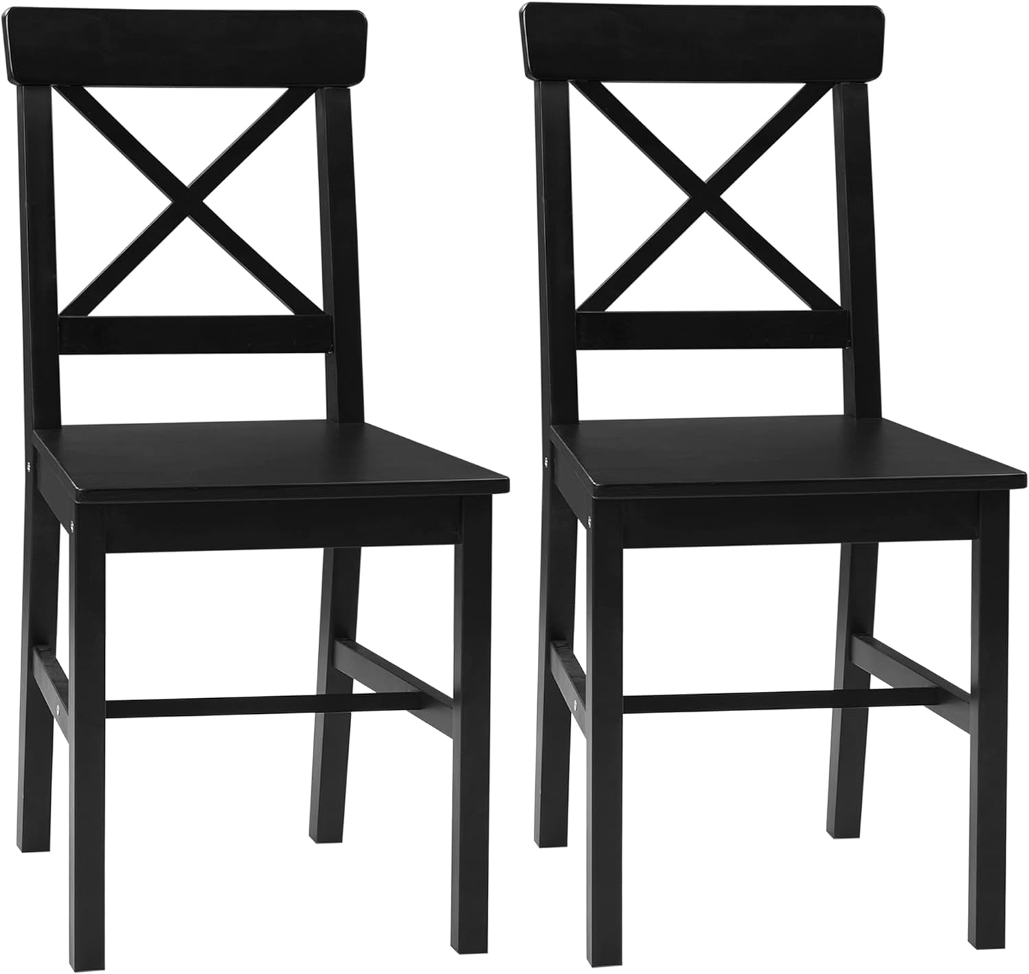 HOMCOM Modern Farmhouse Dining Chairs Set of 2, Wooden Kitchen Chairs with Cross Back, Solid Structure for Dining Room, Black