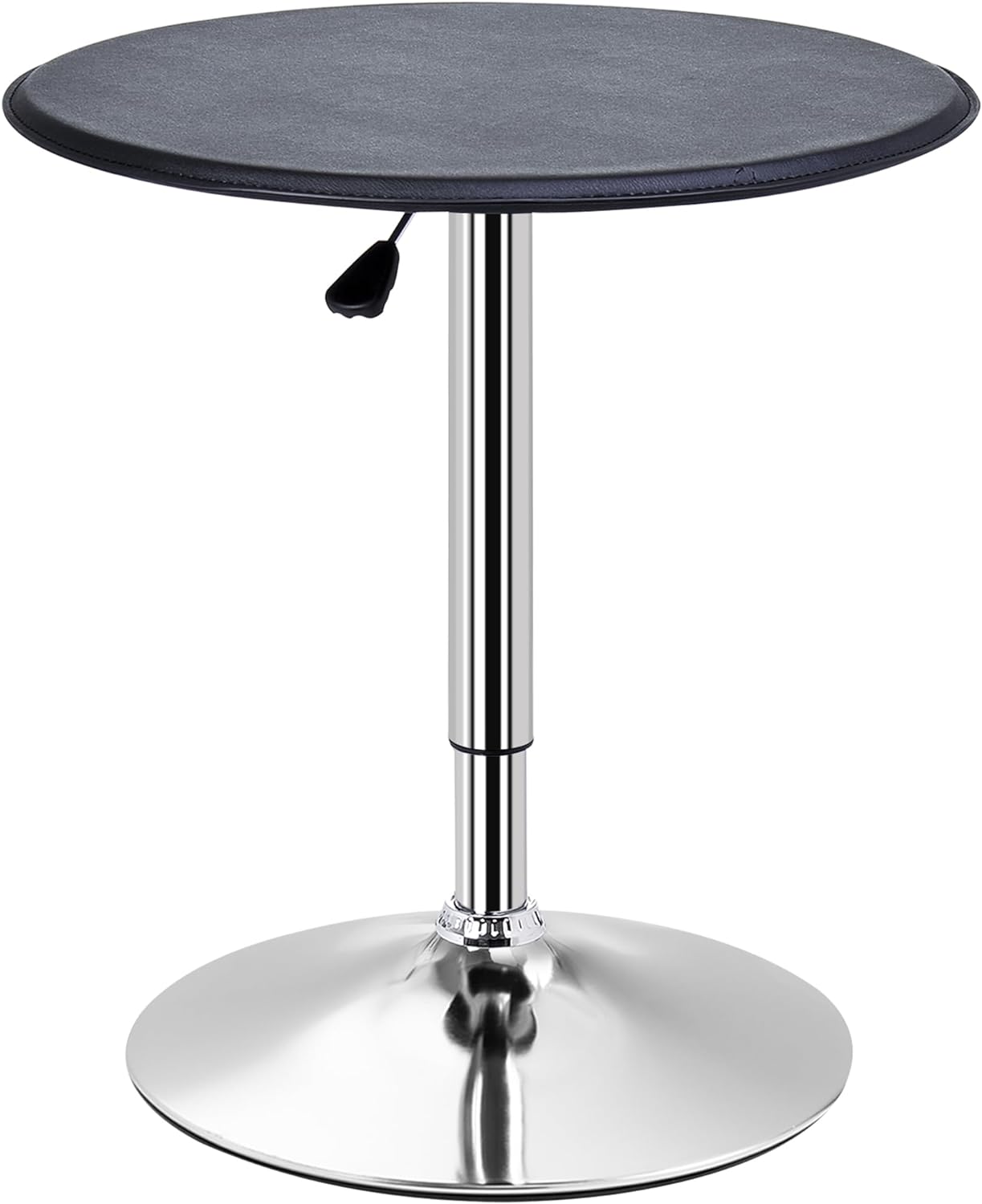 HOMCOM 25 Classic Round Adjustable Faux Leather Chrome Standing Bistro Table