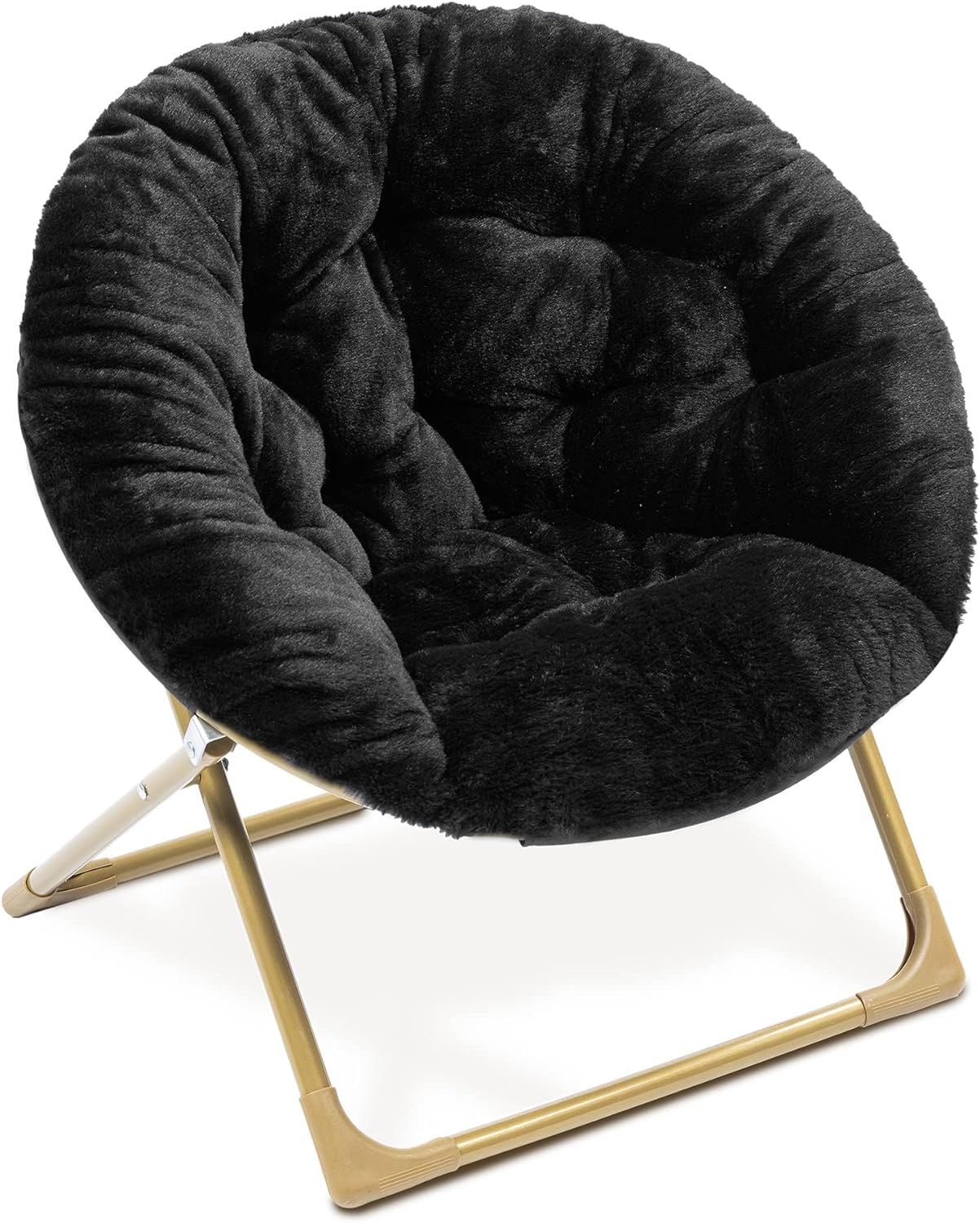 Milliard Mini Cozy Chair for Kids, Sensory Faux Fur Folding Saucer Chair for Toddlers, Black