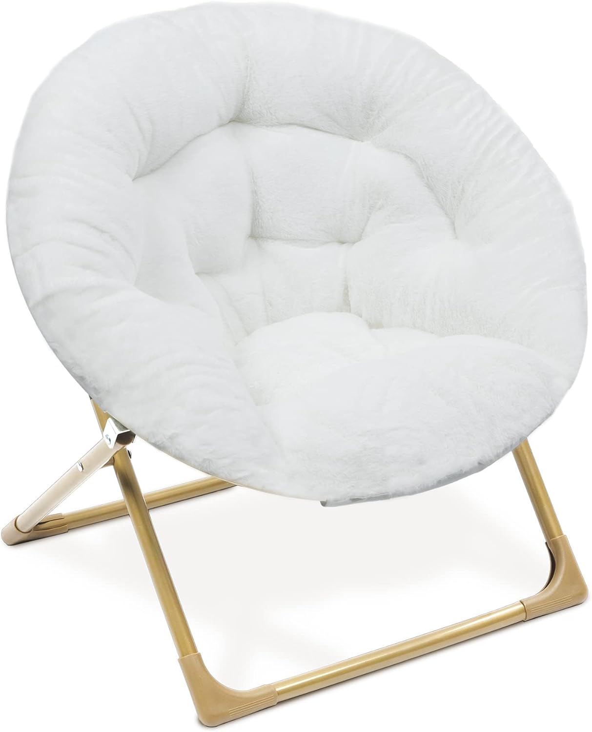 Milliard Mini Cozy Chair for Kids, Sensory Faux Fur Folding Saucer Chair for Toddlers, White