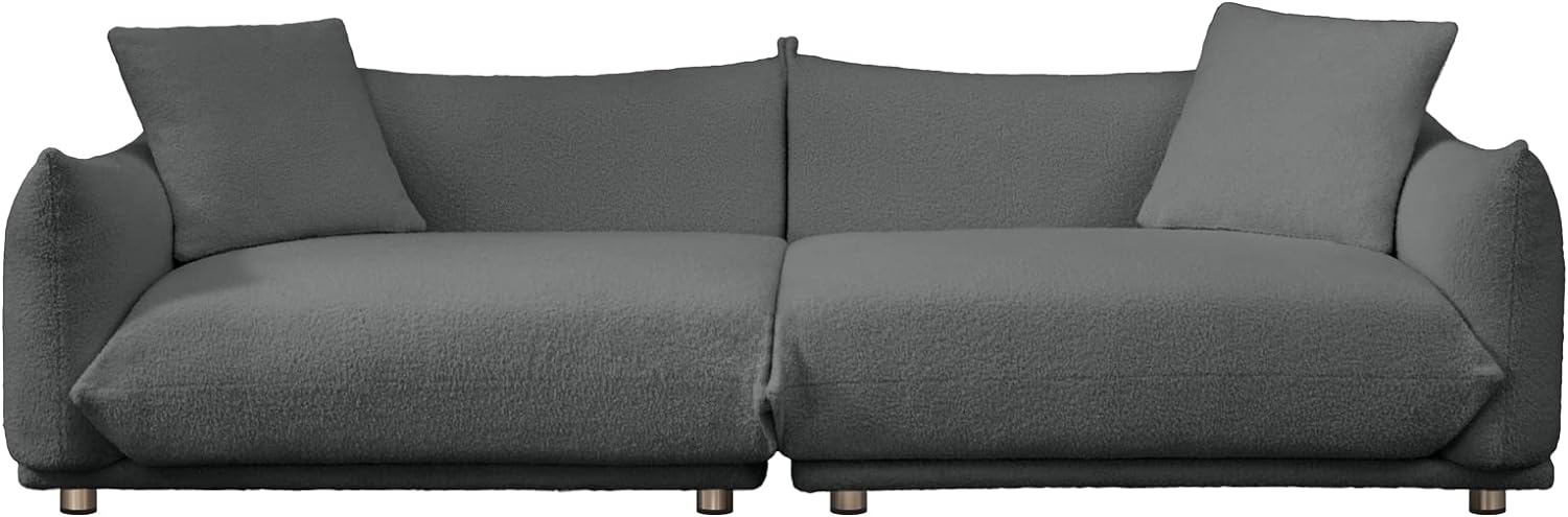 BALUS Loveseat 87 Lambswool Sofa Couch for Living Room with Throw Pillows,Modern Upholstered 3 Seat Cushion Loveseat for Bed Room(Dark Grey)