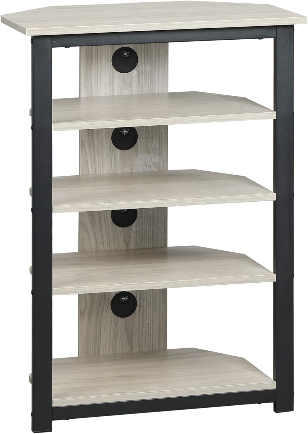 HOMCOM TV Stand, AV Media Stand, Corner Audio Tower with Storage Shelves and Steel Frame, Living Room Storage, Gray