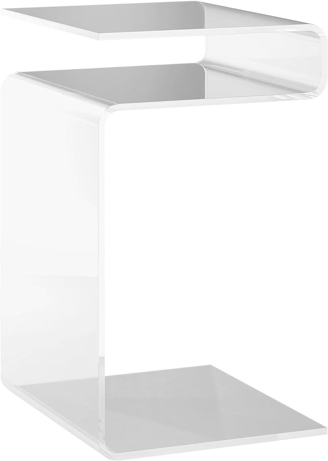 HOMCOM 2-Tier Acrylic Side Table, Modern S-Shaped End Table for Small Spaces, Home Decor Display, 14.25 x 16.25 x 23, Clear