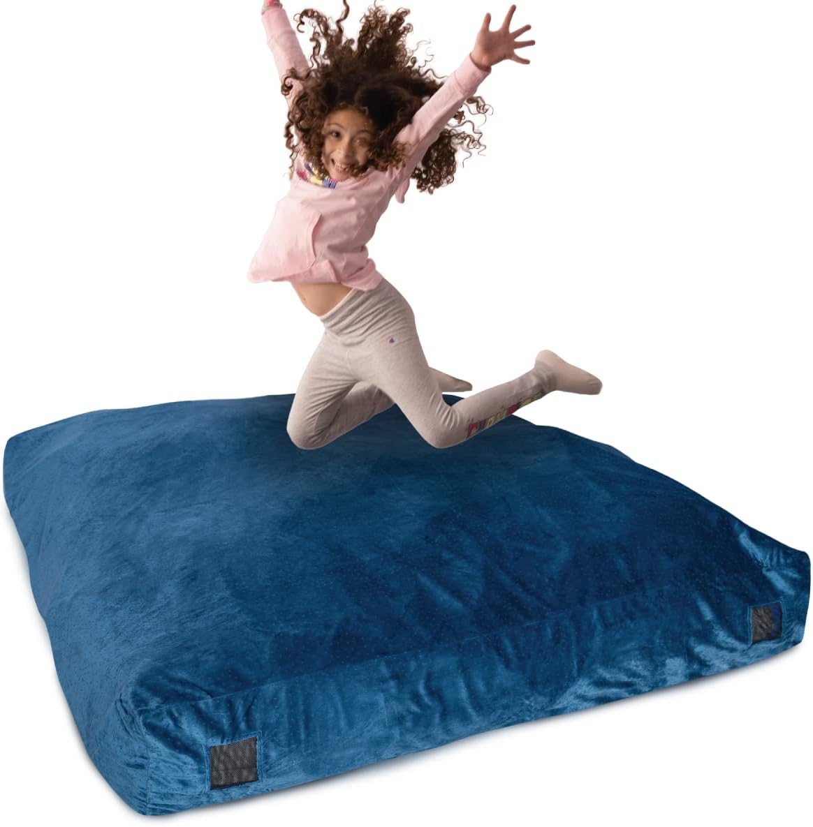 Milliard Crash Pad Sensory Pad with Foam Blocks for Kids and Adults with Washable Cover (5 feet x 5 feet) (Blue)