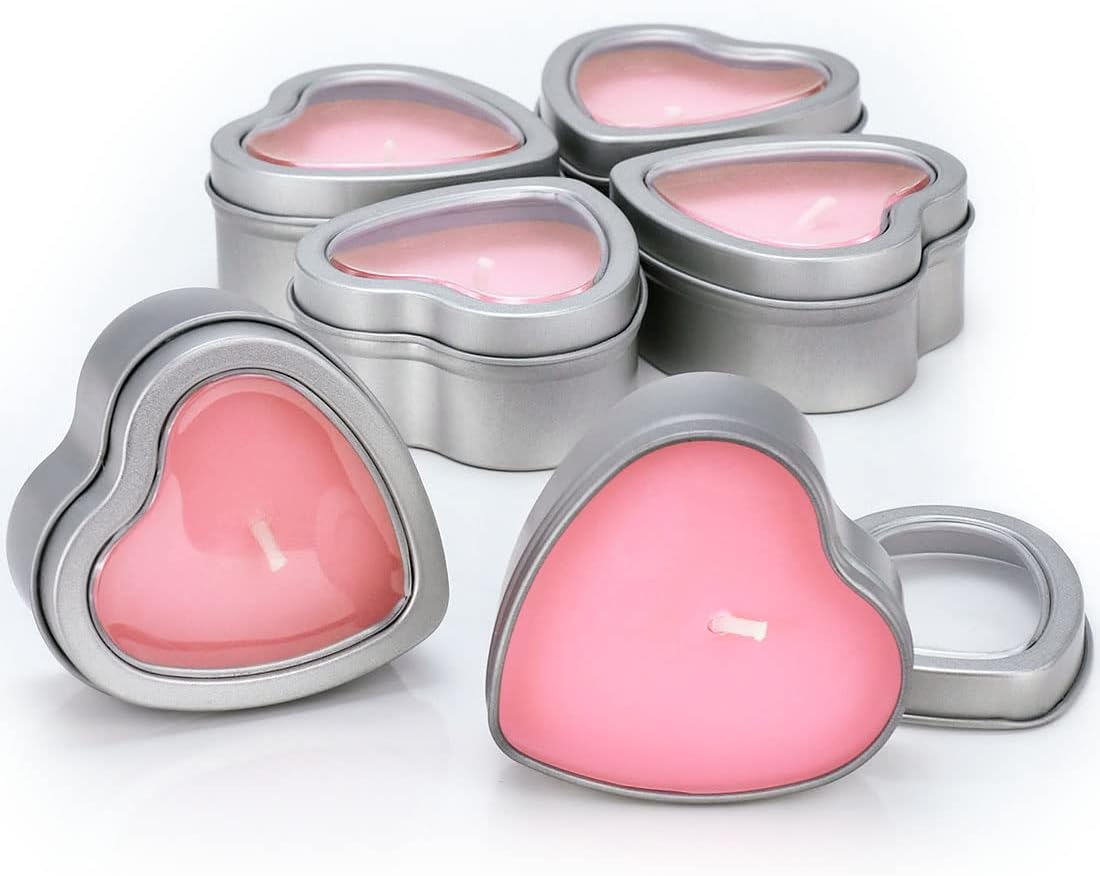 DEYBBY Rose Aromatherapy Pink Tea Light Large Candles, Highly Scented tealight Candles6 Hours Burn Time for Valentine' Gift, Dinner, Wedding (Pack of 6)